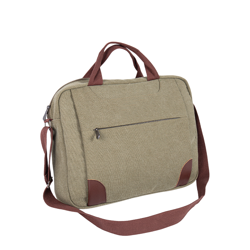 Laptop Messenger -Beutel - Canvas Cross Body -Umhängetasche mit mehreren Fächern - grün